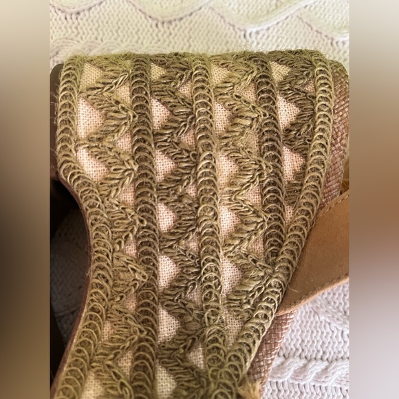Sam Edelman Stylish Tan Embroidered Wedge Sandals Designer Various Sizes - Picture 13 of 16